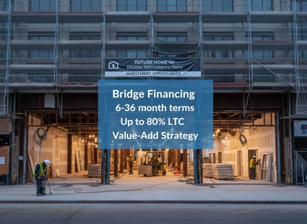 Bridge loan financing for commercial real estate showing property under renovation