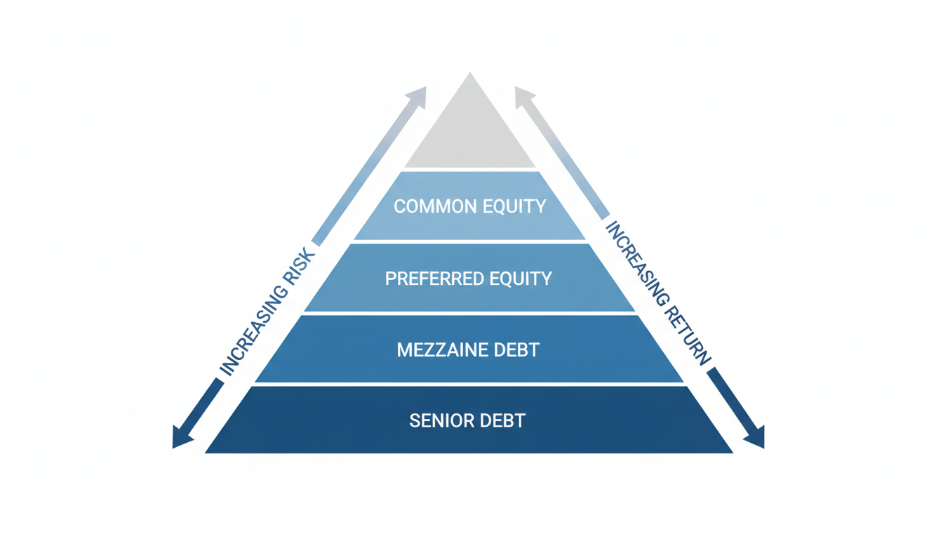 Navigating the Capital Stack: A Strategic Guide for Commercial Real Estate Financing Commercial real estate financing capital stack diagram showing the hierarchy of funding sources