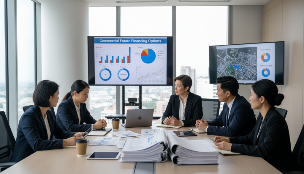Commercial real estate financing strategy session with advisors and clients