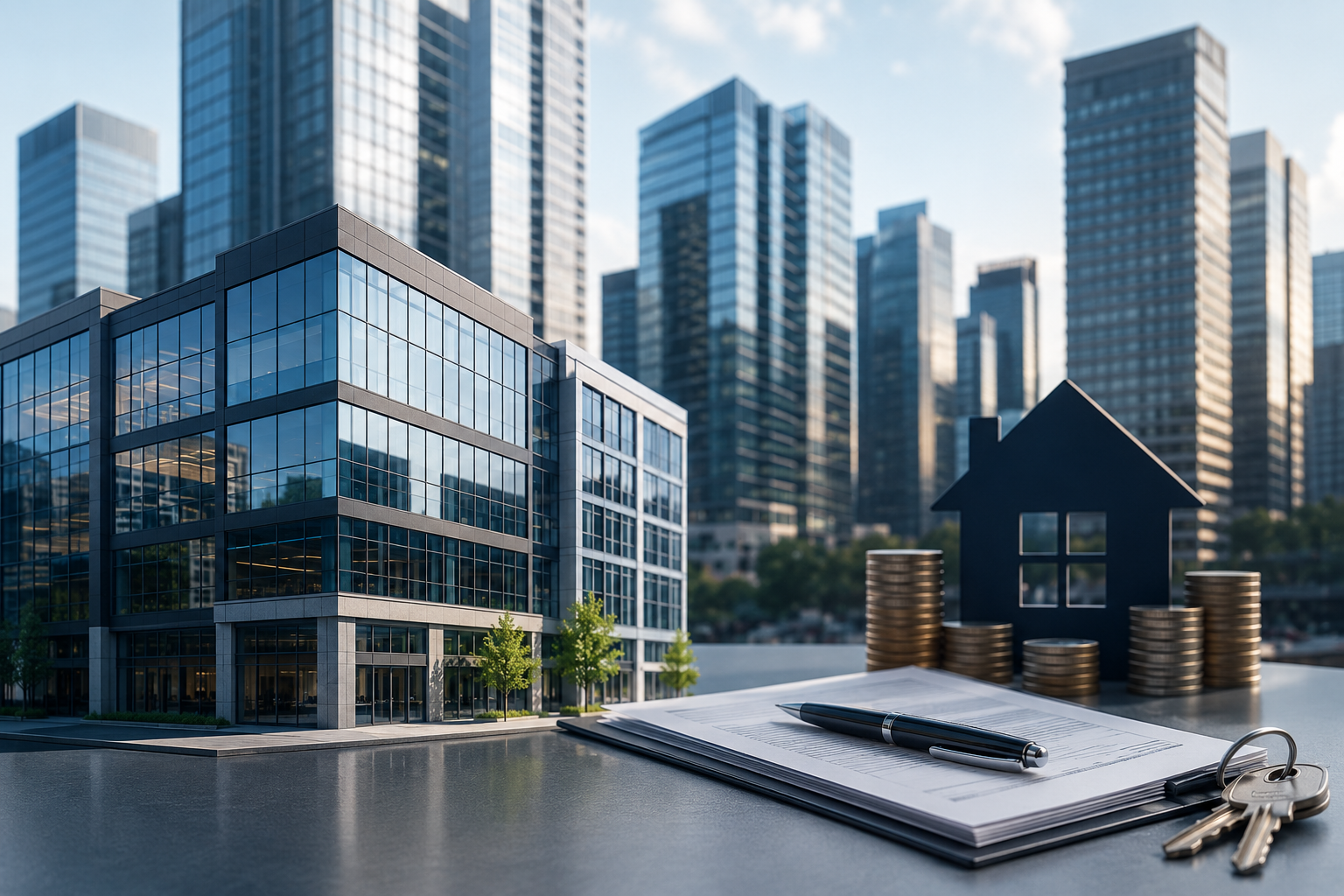 Modern suburban office campus with parking and landscaping for Fast-Track Commercial Mortgages: 10 Strategies