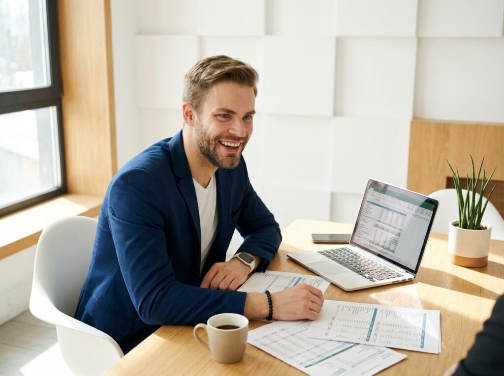 Financial professional analyzing custom business credit line options