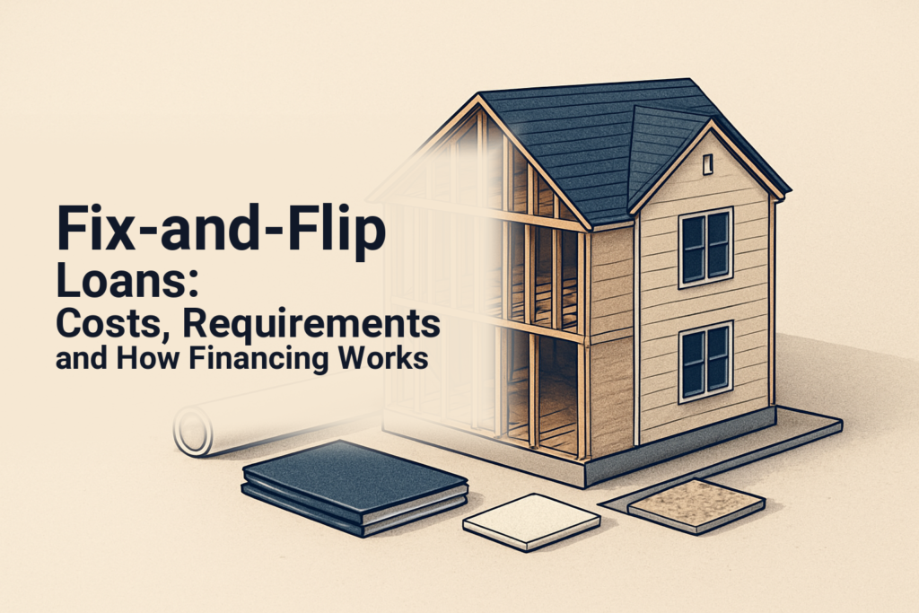 Investor reviewing a house renovation budget, financing documents and resale plan