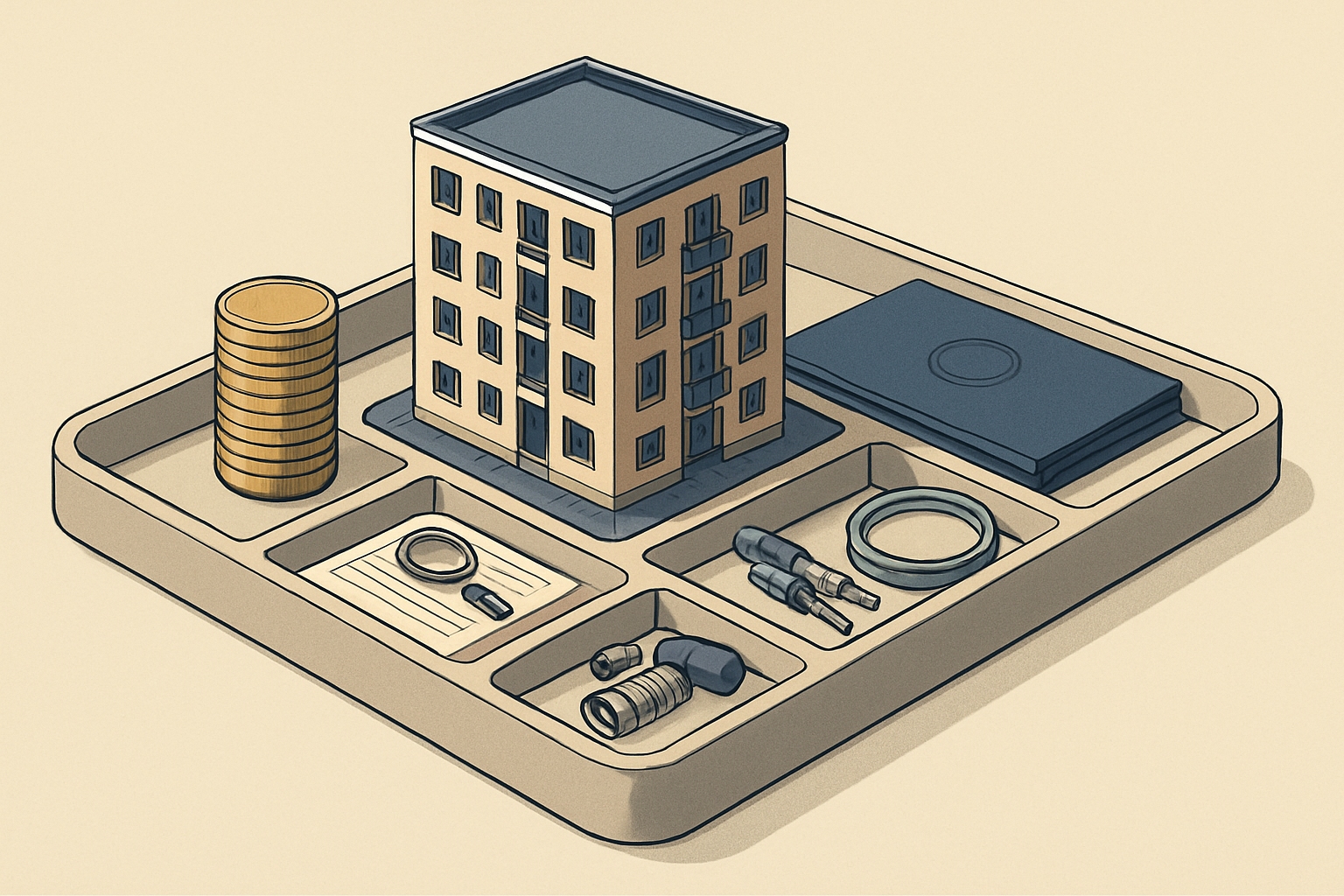 Investor organizing an apartment acquisition budget into equity, reserves, repairs and closing costs