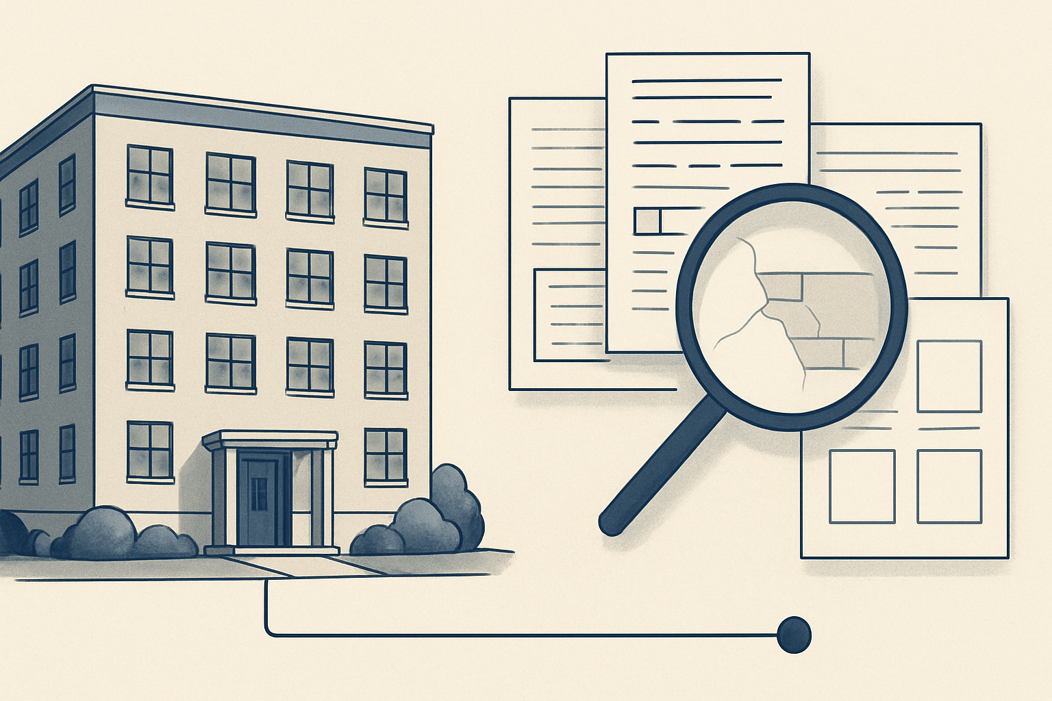 Apartment building analyst comparing rent roll, expenses, building condition and financing scenarios