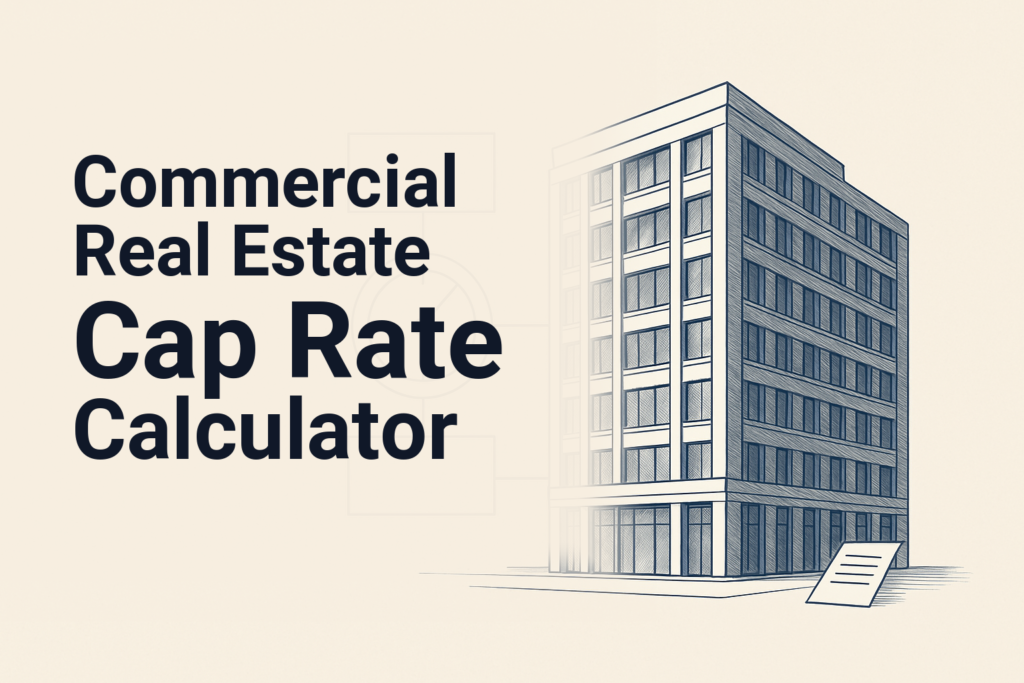 Commercial property analysis with a building, income statement, valuation figure, and financing metrics