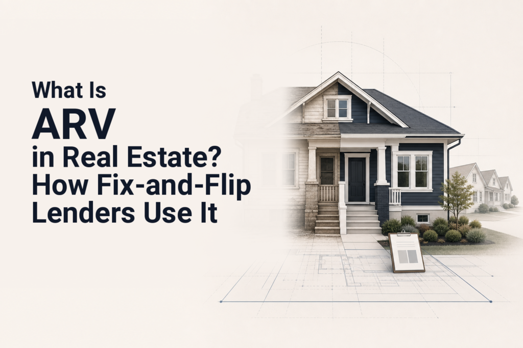 Renovated house, repair plans and comparable property markers illustrating after-repair value