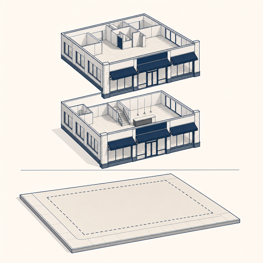 Diagram showing counted floor area divided by applicable site area to calculate FAR