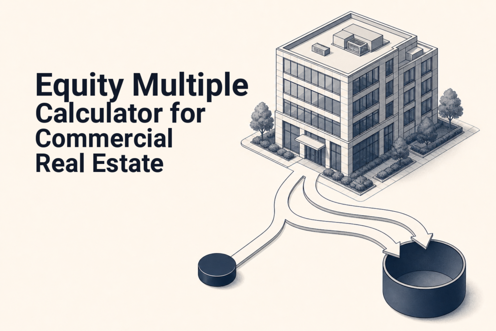 Commercial property cash-flow model showing equity invested, refinance proceeds, and sale proceeds